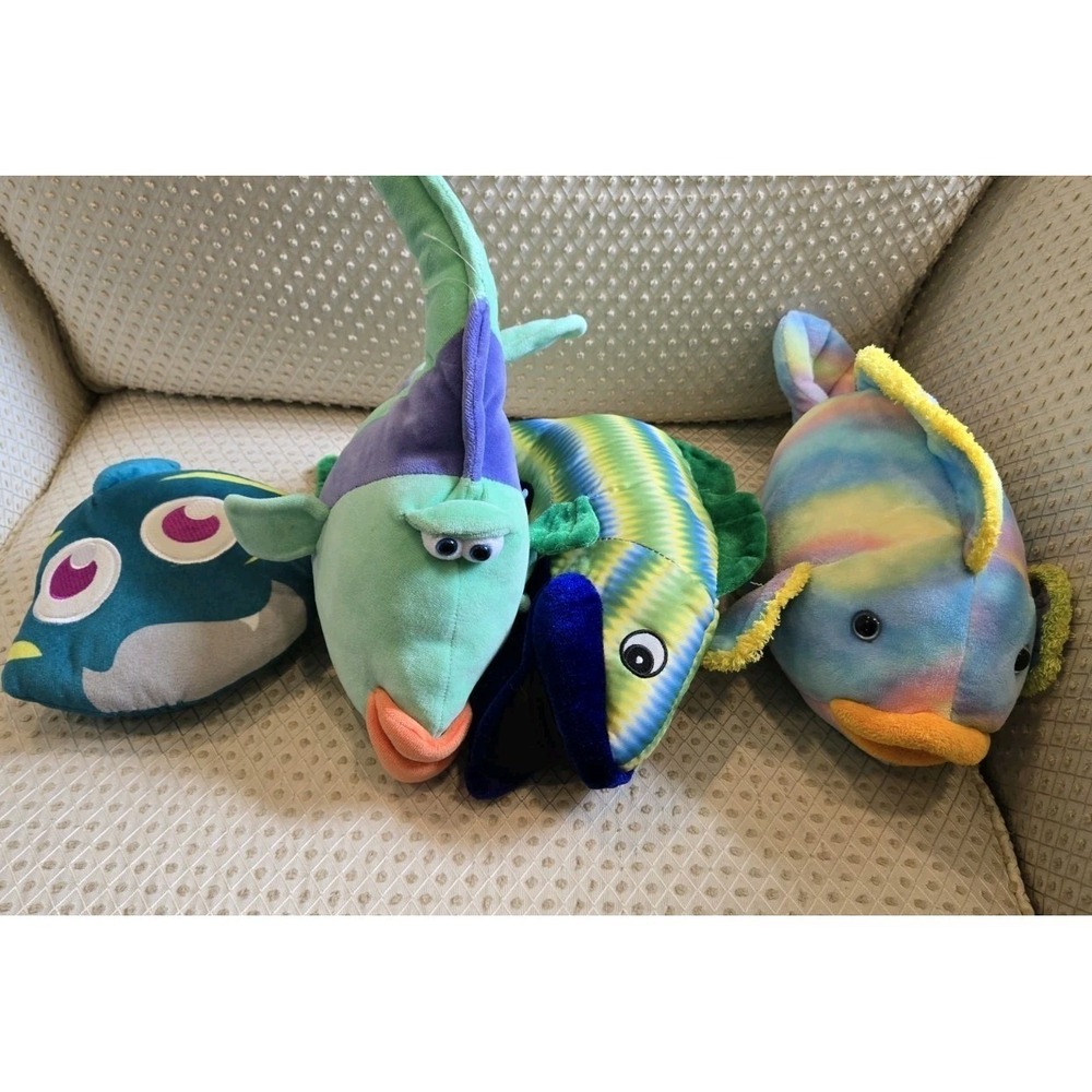 Rare Fish Plush Lot 4 Funny Friends Jennifer Mazur Toy Network FINN Colorful